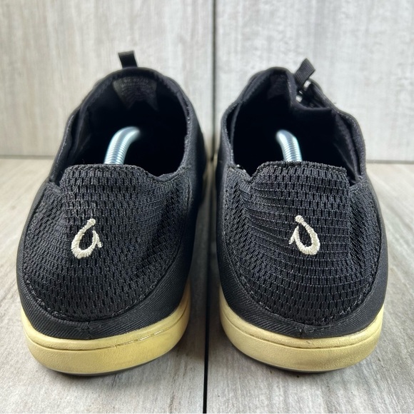 OluKai Nohea Moku Black Slip On Lace Up Collapseable Heel Sneaker Mens Size 13 - Picture 7 of 10